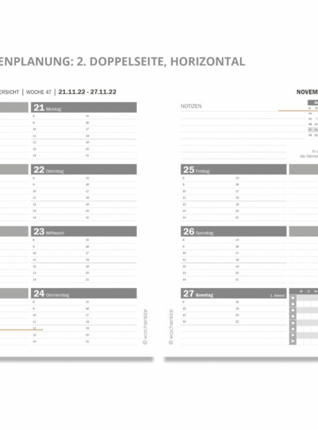 wochenplaner-hardcover-jahr 2022-horizontale Woche